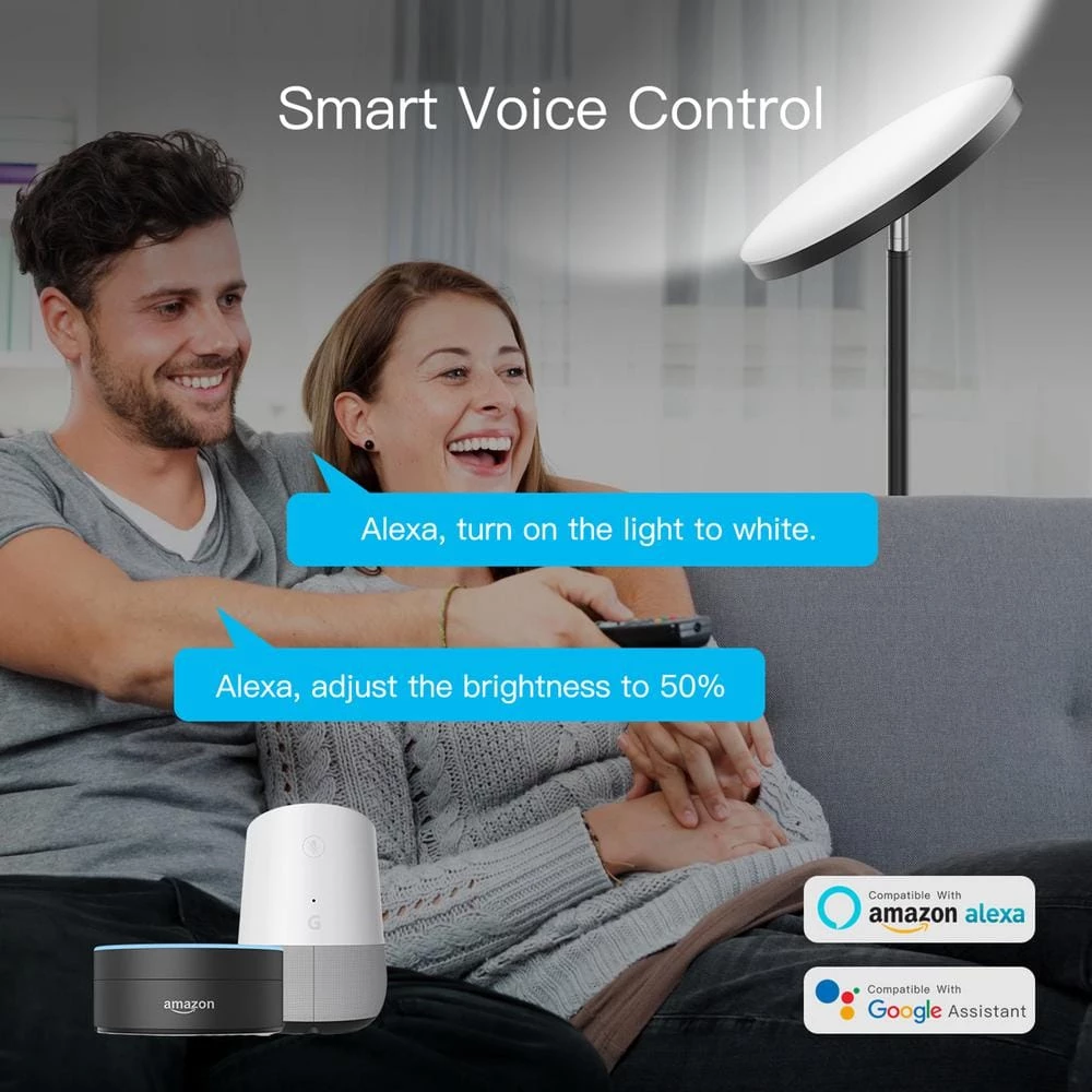 24- Watt Wi-Fi Smart Black Multicolor Changing RGB Tunable White LED Integrated Floor Lamp, No Hub Required by YANSUN 7 24- Watt Wi-Fi Smart Black Multicolor Changing RGB Tunable White LED Integrated Floor Lamp, No Hub Required by YANSUN - Image 5