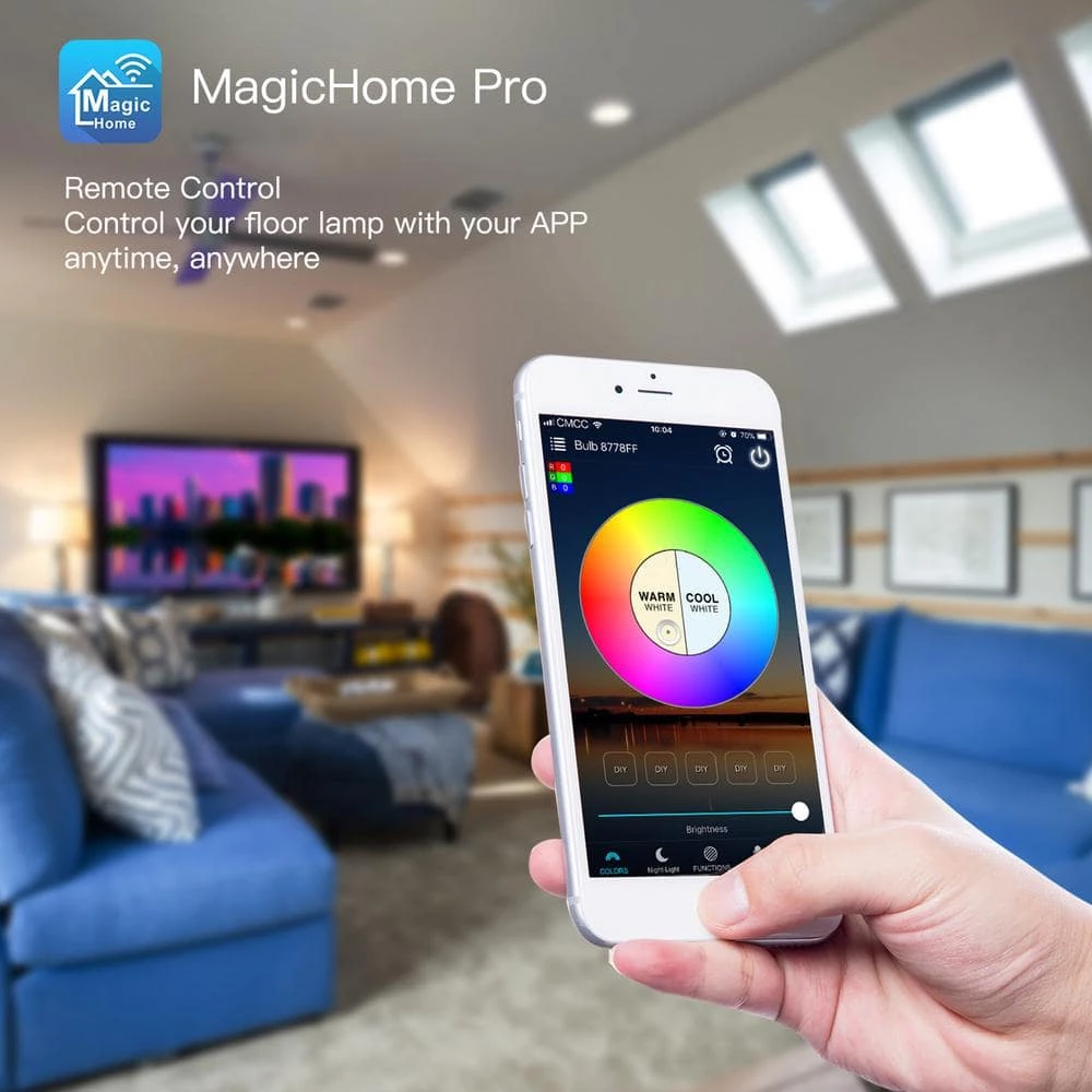 24- Watt Wi-Fi Smart Black Multicolor Changing RGB Tunable White LED Integrated Floor Lamp, No Hub Required by YANSUN 8 24- Watt Wi-Fi Smart Black Multicolor Changing RGB Tunable White LED Integrated Floor Lamp, No Hub Required by YANSUN - Image 6