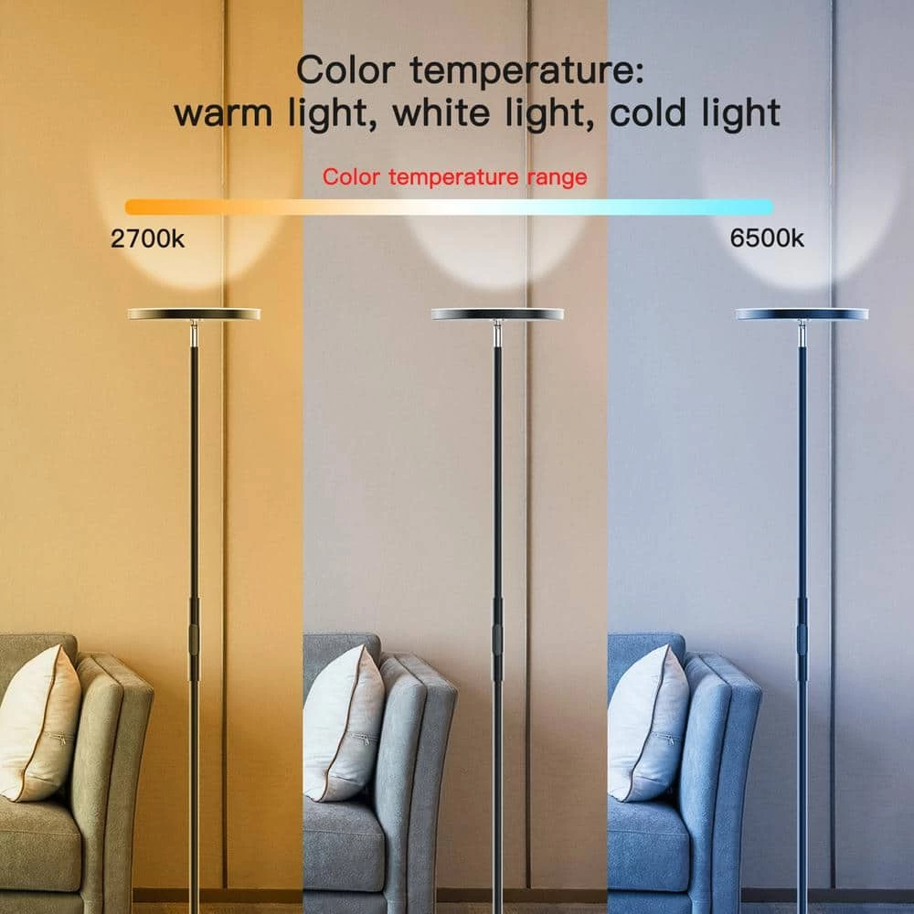 24- Watt Wi-Fi Smart Black Multicolor Changing RGB Tunable White LED Integrated Floor Lamp, No Hub Required by YANSUN 5 24- Watt Wi-Fi Smart Black Multicolor Changing RGB Tunable White LED Integrated Floor Lamp, No Hub Required by YANSUN - Image 3
