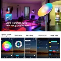 24- Watt Wi-Fi Smart Black Multicolor Changing RGB Tunable White LED Integrated Floor Lamp, No Hub Required by YANSUN 16 24- Watt Wi-Fi Smart Black Multicolor Changing RGB Tunable White LED Integrated Floor Lamp, No Hub Required by YANSUN -YANSUN Shop black yansun floor lamps fx ml0001201 fa 1000
