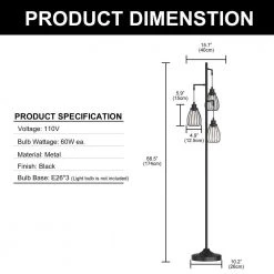 68 in. 3-Light Black LED Tree Floor Lamp with Cage Metal Shades by YANSUN -YANSUN Shop black yansun floor lamps h fl001 c3 1000