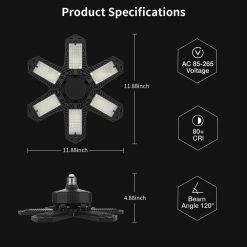 11.88 in. 100-Watt 6-Leaf Integrated LED Folding Cluster Garage Light Flush Mount (6-Pack) by YANSUN 10 11.88 in. 100-Watt 6-Leaf Integrated LED Folding Cluster Garage Light Flush Mount (6-Pack) by YANSUN -YANSUN Shop black yansun flush mount lights fx zb0001104 c3 1000