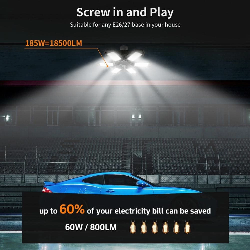 11.88 in. 100-Watt 6-Leaf Integrated LED Folding Cluster Garage Light Flush Mount (6-Pack) by YANSUN 4 11.88 in. 100-Watt 6-Leaf Integrated LED Folding Cluster Garage Light Flush Mount (6-Pack) by YANSUN - Image 2