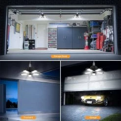 8 in. 80-Watt 5-Leaf Integrated LED Folding Cluster Garage Light Flush Mount (4-Pack) by YANSUN -YANSUN Shop black yansun flush mount lights fx zb0001303 1f 1000