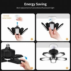 11.88 in. 80-Watt 5-Leaf Integrated LED Folding Cluster Garage Light Flush Mount (6-Pack) by YANSUN -YANSUN Shop black yansun flush mount lights fx zb0001304 44 1000