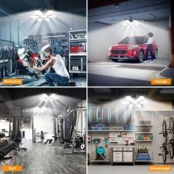 11.81 in. 185-Watt 7-Leaf Plug-in Linkable Integrated LED Folding Cluster Garage Light Flush Mount (2-Pack) by YANSUN -YANSUN Shop black yansun flush mount lights fx zc8888802 44 1000