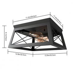 12.2 in. 2-Light Black with Black Accents Flush Mount by YANSUN -YANSUN Shop black yansun flush mount lights h cl004 4f 1000