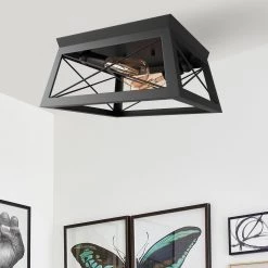 12.2 in. 2-Light Black with Black Accents Flush Mount by YANSUN -YANSUN Shop black yansun flush mount lights h cl004 c3 1000