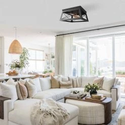 12.2 in. 2-Light Black with Black Accents Flush Mount by YANSUN -YANSUN Shop black yansun flush mount lights h cl004 n1 1f 1000