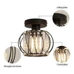 7.09 in. 1-Light Black Flush Mount with Clear Crystal Accents by YANSUN -YANSUN Shop black yansun flush mount lights h cl012s 1f 1000
