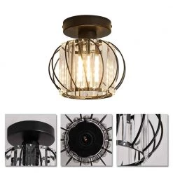 7.09 in. 1-Light Black Flush Mount with Clear Crystal Accents by YANSUN -YANSUN Shop black yansun flush mount lights h cl012s 44 1000