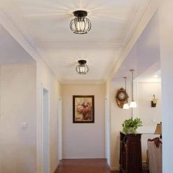 7.09 in. 1-Light Black Flush Mount with Clear Crystal Cage Shade by YANSUN -YANSUN Shop black yansun flush mount lights h cl012sn1 76 1000