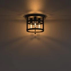 11.8 in. 3-Light Matte Black Flush Mount with Drum Shape by YANSUN -YANSUN Shop black yansun flush mount lights h cl015n1 4f 1000