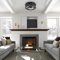 11.8 in. 2-Light Matte Black Flush Mount with Drum Shape by YANSUN -YANSUN Shop black yansun flush mount lights h cl019 fa 1000