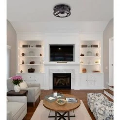 11.8 in. 2-Light Matte Black Flush Mount with Drum Shape by YANSUN -YANSUN Shop black yansun flush mount lights h cl019n1 76 1000