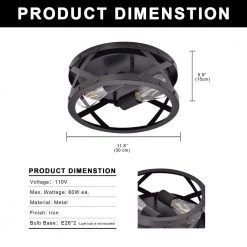 11.8 in. 2-Light Matte Black Flush Mount with Drum Shape by YANSUN -YANSUN Shop black yansun flush mount lights h cl019n1 c3 1000