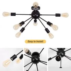 26 in. 8-Light Black Sputnik Chandelier Metal LED Flush Mount by YANSUN -YANSUN Shop black yansun flush mount lights h cl020bn1 4f 1000