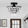 9.84 in. 1-Light Black Semi-Flush Mount with Crystal Shade by YANSUN -YANSUN Shop black yansun flush mount lights h cl021b 64 1000