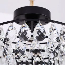 9.84 in. 1-Light Black Semi-Flush Mount with Crystal Shade by YANSUN -YANSUN Shop black yansun flush mount lights h cl021b c3 1000