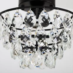 9.84 in. 1-Light Black Semi-Flush Mount with Crystal Shade by YANSUN -YANSUN Shop black yansun flush mount lights h cl021bn1 4f 1000