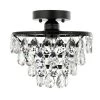 9.84 in. 1-Light Black Semi-Flush Mount with Crystal Shade by YANSUN -YANSUN Shop black yansun flush mount lights h cl021bn1 64 1000