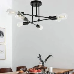6-Light Black Sputnik Modern Linear Semi Flush Mount by YANSUN -YANSUN Shop black yansun flush mount lights h cl023 e1 1000
