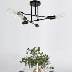 6-Light Black Sputnik Modern Linear Semi Flush Mount by YANSUN 15 6-Light Black Sputnik Modern Linear Semi Flush Mount by YANSUN -YANSUN Shop black yansun flush mount lights h cl023n1 44 1000