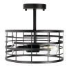 11.81 in. 2-Light Rustic Farmhouse Black Drum Semi Flush Mount by YANSUN -YANSUN Shop black yansun flush mount lights h cl024 64 1000