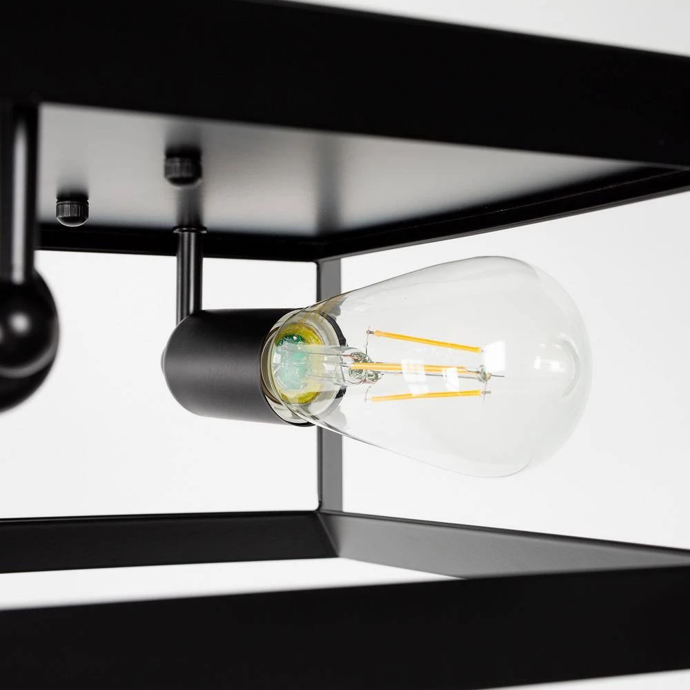 2-Light Black Farmhouse Caged Square Flush Mount Industrial Vintage Ceiling Lighting by YANSUN 8 2-Light Black Farmhouse Caged Square Flush Mount Industrial Vintage Ceiling Lighting by YANSUN - Image 6