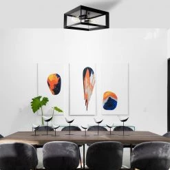 2-Light Black Farmhouse Caged Square Flush Mount Industrial Vintage Ceiling Lighting by YANSUN 13 2-Light Black Farmhouse Caged Square Flush Mount Industrial Vintage Ceiling Lighting by YANSUN -YANSUN Shop black yansun flush mount lights h cl025 66 1000