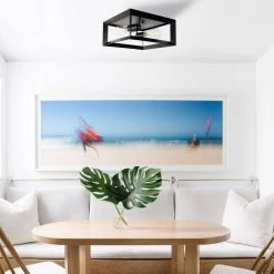 2-Light Black Farmhouse Caged Square Flush Mount Industrial Vintage Ceiling Lighting by YANSUN 19 2-Light Black Farmhouse Caged Square Flush Mount Industrial Vintage Ceiling Lighting by YANSUN -YANSUN Shop black yansun flush mount lights h cl025 76 1000