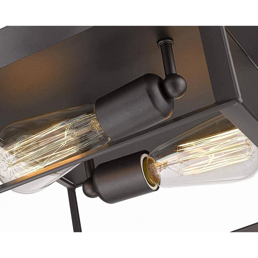 2-Light Black Farmhouse Caged Square Flush Mount Industrial Vintage Ceiling Lighting by YANSUN 8 2-Light Black Farmhouse Caged Square Flush Mount Industrial Vintage Ceiling Lighting by YANSUN - Image 6