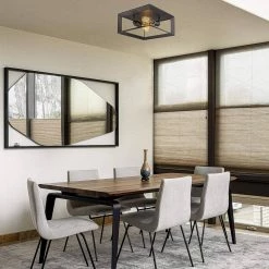 2-Light Black Farmhouse Caged Square Flush Mount Industrial Vintage Ceiling Lighting by YANSUN 15 2-Light Black Farmhouse Caged Square Flush Mount Industrial Vintage Ceiling Lighting by YANSUN -YANSUN Shop black yansun flush mount lights h cl025n1 fa 1000