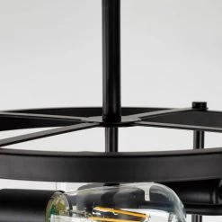 13 in. 2-Light Black Mount Light Farmhouse Semi-Flush, Modern Rustic Metal Drum Ceiling Lighting by YANSUN -YANSUN Shop black yansun flush mount lights h cl027 4f 1000