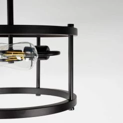 13 in. 2-Light Black Mount Light Farmhouse Semi-Flush Mount, Modern Rustic Metal Drum Ceiling Lighting by YANSUN -YANSUN Shop black yansun flush mount lights h cl027n1 1f 1000