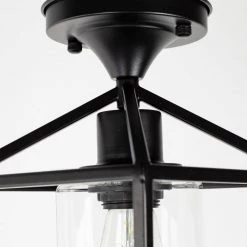 7 in. 1-Light Black Farmhouse Retro Cage Semi Flush Mount with Glass Shade by YANSUN -YANSUN Shop black yansun flush mount lights h cl029 1f 1000