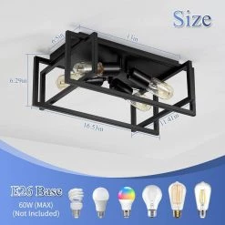 4-Light Black Flush Mount Farmhouse Caged Square Industrial Vintage Ceiling Lighting by YANSUN 11 4-Light Black Flush Mount Farmhouse Caged Square Industrial Vintage Ceiling Lighting by YANSUN -YANSUN Shop black yansun flush mount lights h cl030 c3 1000