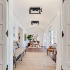 4-Light Black Farmhouse Caged Square Flush Mount Industrial Vintage Ceiling Lighting by YANSUN -YANSUN Shop black yansun flush mount lights h cl030n1 44 1000