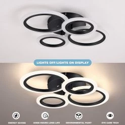 21.65 in. 4 Rings Integrated LED Black Modern LED Flush Mount Ceiling Light by YANSUN 13 21.65 in. 4 Rings Integrated LED Black Modern LED Flush Mount Ceiling Light by YANSUN -YANSUN Shop black yansun flush mount lights h cl039 4f 1000