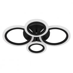 21.65 in. 4 Rings Integrated LED Black Modern LED Flush Mount Ceiling Light by YANSUN