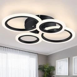 21.65 in. 4 Rings Integrated LED Black Modern LED Flush Mount Ceiling Light by YANSUN 16 21.65 in. 4 Rings Integrated LED Black Modern LED Flush Mount Ceiling Light by YANSUN -YANSUN Shop black yansun flush mount lights h cl039 fa 1000
