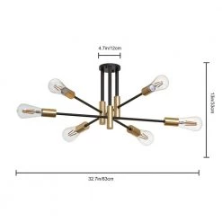 32.7 in. 6-Light Black Unique Modern Sputnik Semi-Flush Mount with Aged Brass Socket Cups by YANSUN -YANSUN Shop black yansun flush mount lights h dz027 c3 1000