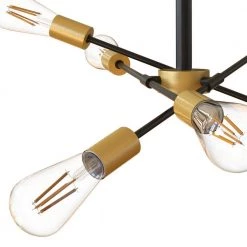 25 in.6-Light Black Mid-Century Sputnik Pendant Light, Slmple Semi-Flush Mount with Brass Socket Cups by YANSUN 15 25 in.6-Light Black Mid-Century Sputnik Pendant Light, Slmple Semi-Flush Mount with Brass Socket Cups by YANSUN -YANSUN Shop black yansun flush mount lights h dz028n1 44 1000