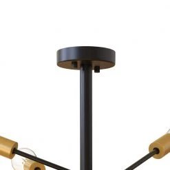 25 in.6-Light Black Mid-Century Sputnik Pendant Light, Slmple Semi-Flush Mount with Brass Socket Cups by YANSUN 13 25 in.6-Light Black Mid-Century Sputnik Pendant Light, Slmple Semi-Flush Mount with Brass Socket Cups by YANSUN -YANSUN Shop black yansun flush mount lights h dz028n1 4f 1000