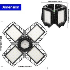 80-Watt Black Deformable LED Adjustable Garage Light Semi-Flush Mount Lighting, 4-Leaf 6000K Daylight White by YANSUN -YANSUN Shop black yansun flush mount lights h gl00201e26 c3 1000