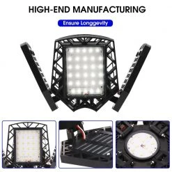 80-Watt Black Deformable LED Adjustable Garage Light Semi-Flush Mount Lighting, 4-Leaf 6000K Daylight White by YANSUN -YANSUN Shop black yansun flush mount lights h gl00301e26 44 1000
