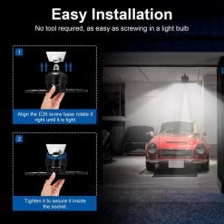 80-Watt Black Deformable LED Adjustable Garage Light Semi-Flush Mount Lighting, 4-Leaf 6000K Daylight White (2-Pack) by YANSUN 14 80-Watt Black Deformable LED Adjustable Garage Light Semi-Flush Mount Lighting, 4-Leaf 6000K Daylight White (2-Pack) by YANSUN -YANSUN Shop black yansun flush mount lights h gl00401e26 1f 1000