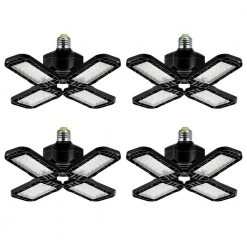 80-Watt Black Deformable LED Adjustable Garage Light Semi-Flush Mount Lighting, 4-Leaf 6000K Daylight White (2-Pack) by YANSUN -YANSUN Shop black yansun flush mount lights h gl00401e26 2 c3 1000