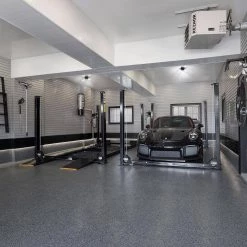 80-Watt Black Deformable LED Adjustable Garage Light Semi-Flush Mount Lighting, 4-Leaf 6000K Daylight White (2-Pack) by YANSUN 17 80-Watt Black Deformable LED Adjustable Garage Light Semi-Flush Mount Lighting, 4-Leaf 6000K Daylight White (2-Pack) by YANSUN -YANSUN Shop black yansun flush mount lights h gl00401e26 76 1000