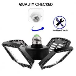 80-Watt Black Deformable LED Adjustable Garage Light Semi-Flush Mount Lighting, 4-Leaf 6000K Daylight White (2-Pack) by YANSUN -YANSUN Shop black yansun flush mount lights h gl00501e26 1f 1000